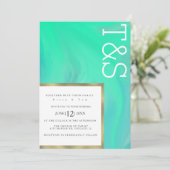 Marble Bold Mint Green Typografy Wedding Einladung (Stehend Vorderseite)