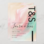 Marble Bold Pink Aquamarin Peach Typografy Wedding Einladung (Vorne/Hinten)