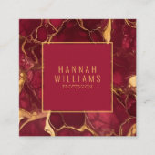 Marble Burgundy Gold Agate QR Code Bold Trendy Quadratische Visitenkarte (Vorderseite)