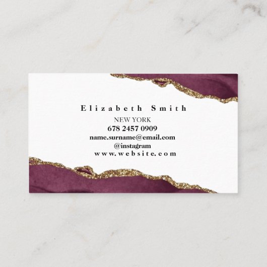 Marble Burgundy & Gold Visitenkarte (Rückseite)