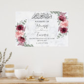 Marble Burgundy Rose Muslim Ismic Wedding Poster (Küche)