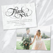 Marble Calligraphy Script Foto Wedding Dankeskarte