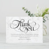 Marble Calligraphy Script Foto Wedding Dankeskarte (Stehend Vorderseite)