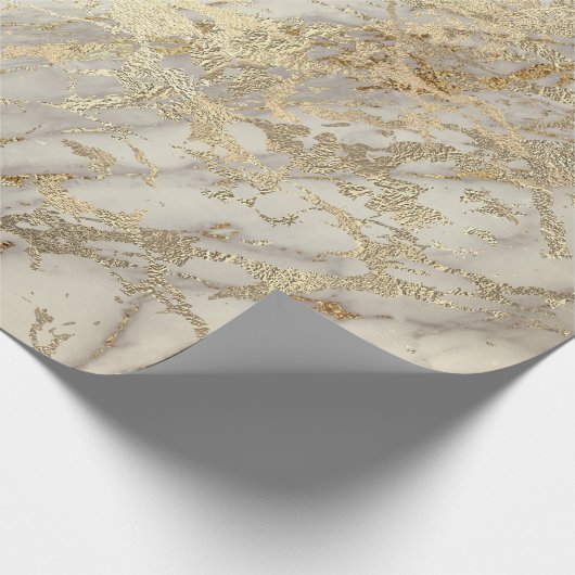 Marble Champaigne Gold Gray Metal Stroke Geschenkpapier (Ecke)