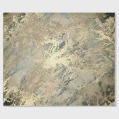 Marble Champaigne Gold Sepia Blue Metal Strokes Geschenkpapier (Flach)