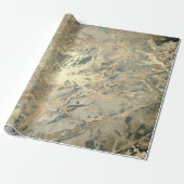 Marble Champaigne Gold Sepia Blue Metal Strokes Geschenkpapier (Ungerollt)