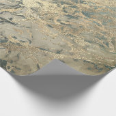 Marble Champaigne Gold Sepia Blue Metal Strokes Geschenkpapier (Ecke)