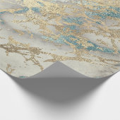 Marble Champaigne Gold Sepia Blue Metal Strokes Geschenkpapier (Ecke)