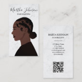 Marble Chic Afro American Braids Braiding QR Code Visitenkarte (Vorne/Hinten)
