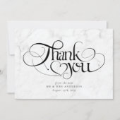 Marble Chic Calligraphy Script Foto Wedding Dankeskarte (Vorderseite)