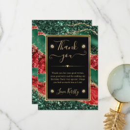 Marble Christmas Agate & Gold Glitzer Geburtstag Dankeskarte