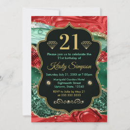 Marble Christmas Agate & Gold Glitzer Geburtstag Einladung