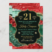 Marble Christmas Agate & Gold Glitzer Geburtstag Einladung (Vorne/Hinten)