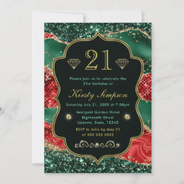 Marble Christmas Agate & Gold Glitzer Geburtstag Einladung