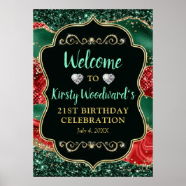 Marble Christmas Agate & Gold Glitzer Geburtstag Poster