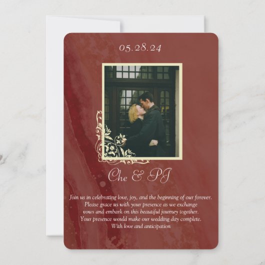 Marble Classic Foto Wedding Einladung (Rückseite)