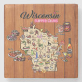Marble Coaster - Wisconsin Supper Club Map Steinuntersetzer (Vorderseite)