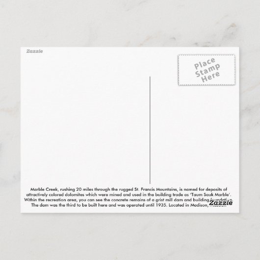 Marble Creek Postkarte (Rückseite)