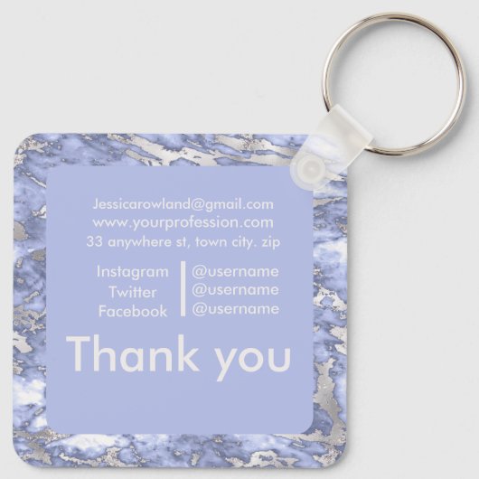 MARBLE CUSTOMIZABLE SQUARE BUSINESS CARD SCHLÜSSELANHÄNGER (Rückseite)