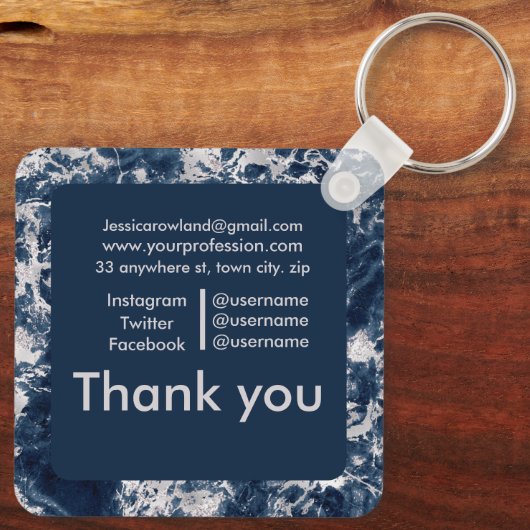 MARBLE CUSTOMIZABLE SQUARE-GESCHÄFT SCHLÜSSELANHÄNGER (Rückseite)