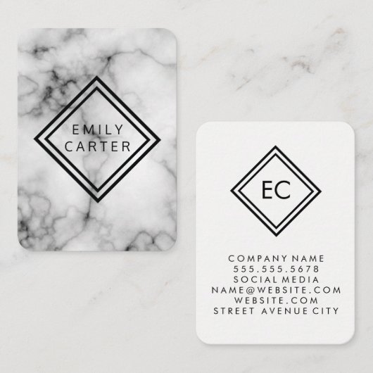 Marble Diamond Border Visitenkarte (Vorne/Hinten)