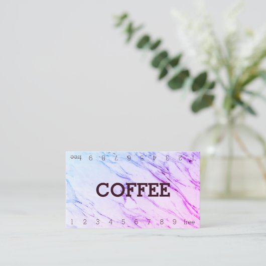 Marble Double Number Loyalty Coffee Punch Card Treuekarte (Stehend Vorderseite)