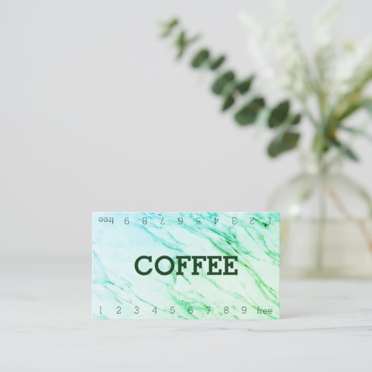 Marble Double Number Loyalty Coffee Punch Card Treuekarte (Stehend Vorderseite)