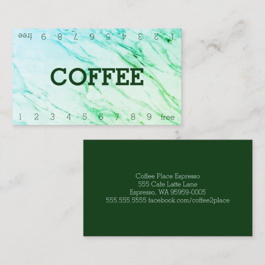 Marble Double Number Loyalty Coffee Punch Card Treuekarte (Vorne/Hinten)