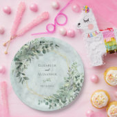 Marble Elegant Greenery Gold Geometrische Hochzeit Pappteller (Party)