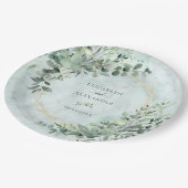 Marble Elegant Greenery Gold Geometrische Hochzeit Pappteller (Schrägansicht)