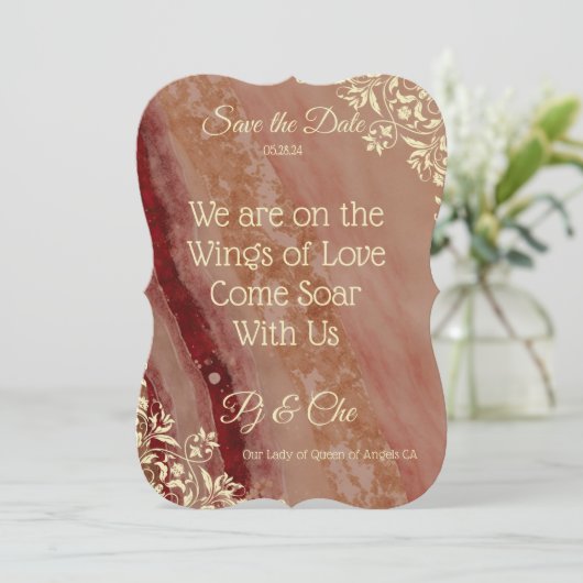 Marble Elegant Wedding Save the Date (Stehend Vorderseite)