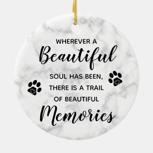 Marble-Erinnerung Zitat Foto Dog Pet Memorial Keramik Ornament (Hinten)
