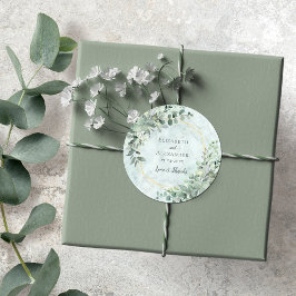 Marble Eucalyptus Greenery Geometric Wedding Runder Aufkleber