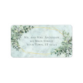 Marble Eucalyptus Greenery Gold Wedding Address Adressaufkleber (Vorne)
