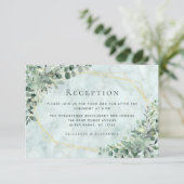 Marble Eucalyptus Greenery Gold Wedding Empfang Begleitkarte (Stehend Vorderseite)