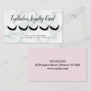 Marble Eyelashes Rewards Loyalty Pink Visitenkarte