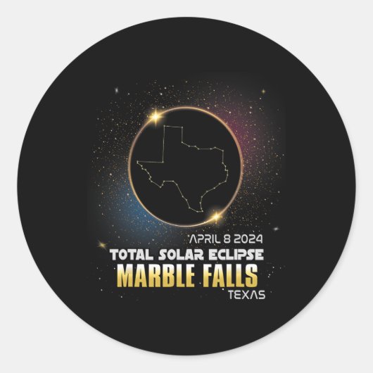 Marble Falls Texas Total Solar Eclipse 2024 1 Runder Aufkleber (Vorderseite)