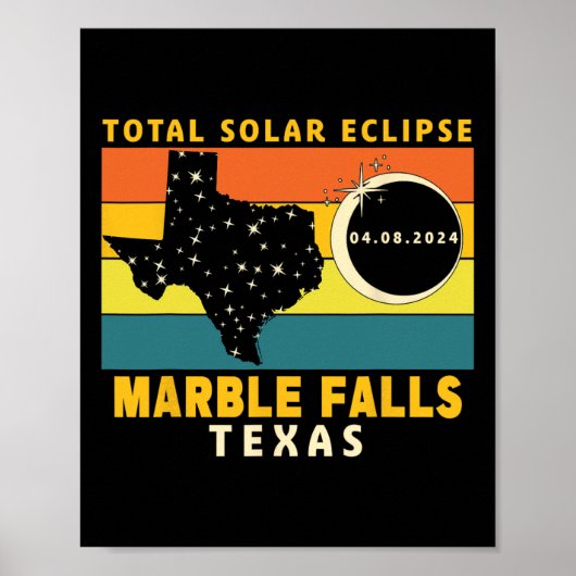 Marble Falls Texas Total Solar Eclipse 2024 Poster (Vorne)