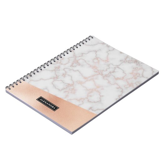 Marble Falsch Rose Gold Personalized Name Notebook Notizblock (Linke Seite)