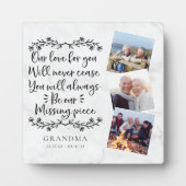 Marble Family Memorial Drei Foto Keepake Fotoplatte (Vorderseite)