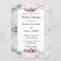Marble Floral Wedding Einladung