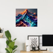 Marble Flow Mountains – Colorful Abstract Art Post Poster (Heimbüro)