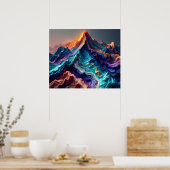Marble Flow Mountains – Colorful Abstract Art Post Poster (Küche)