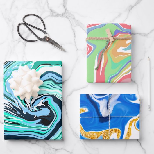 Marble Fluid Art Geschenkpapier Set (Vorderseite)