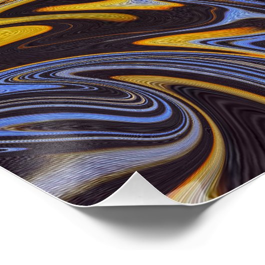 Marble Forms – Blue & Gold Abstract Art Poster (Ecke)
