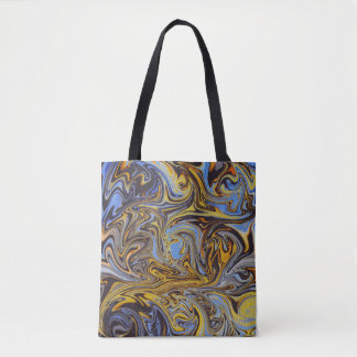 Marble Forms – Blue & Gold Artistic Tote Bag Tasche
