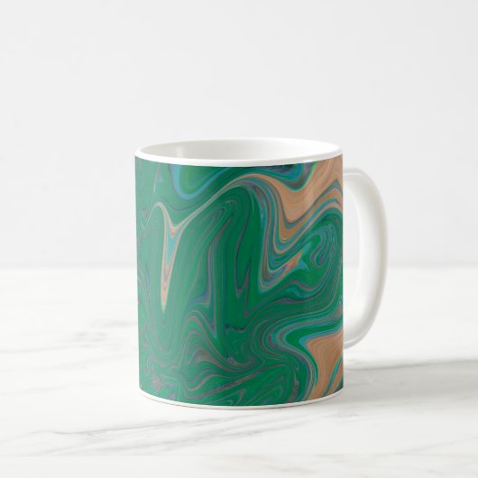 Marble Forms – Green & Gold Natural Flow Kaffeetasse (VorderseiteRechts)
