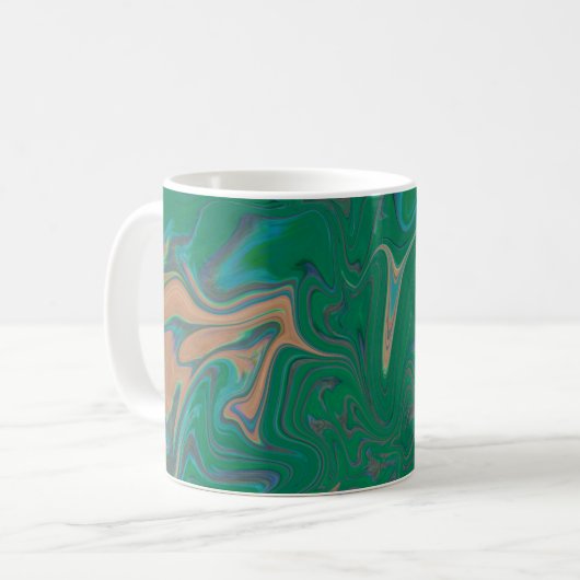 Marble Forms – Green & Gold Natural Flow Kaffeetasse (Vorderseite Links)