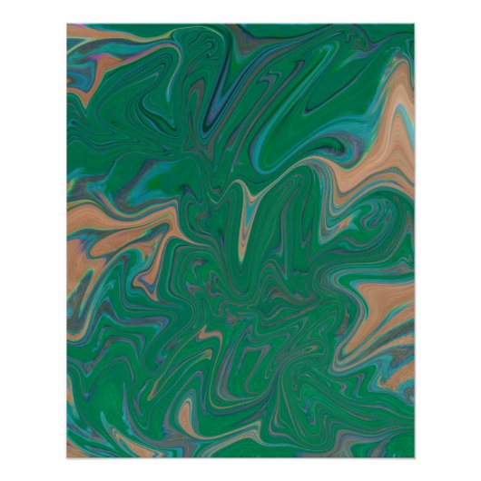 Marble Forms – Green & Gold Natural Flow Poster (Vorderseite)