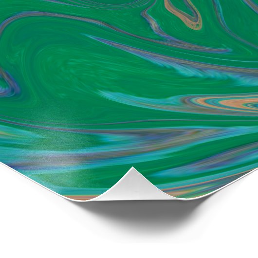 Marble Forms – Green & Gold Natural Flow Poster (Ecke)